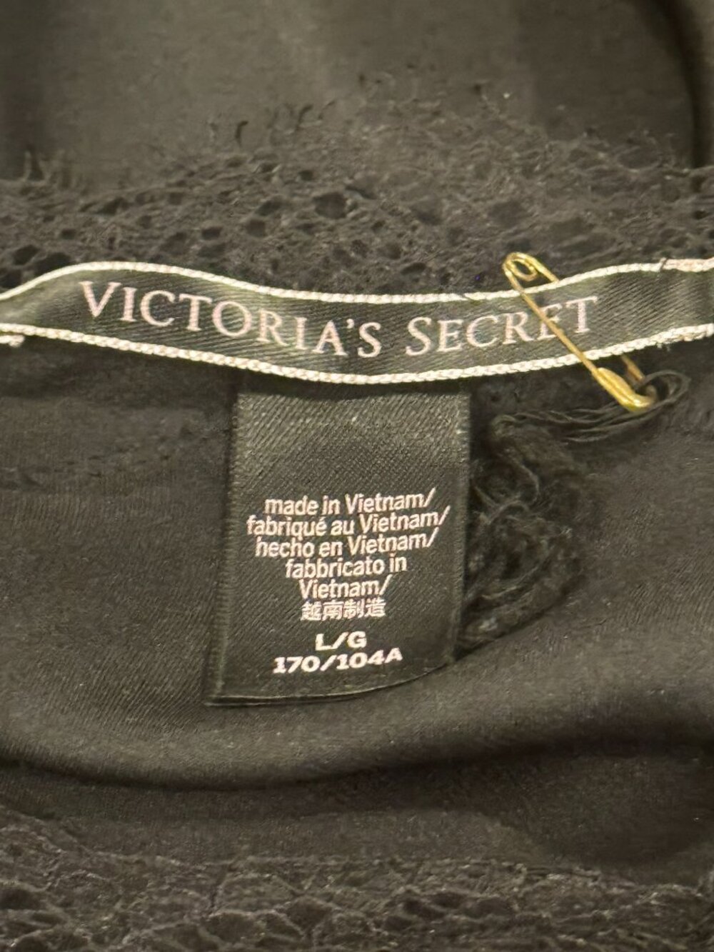 Victoria's Secret Black Satin Lace Trim Chemise Slip Dress Large EUC - Picture 8 of 10